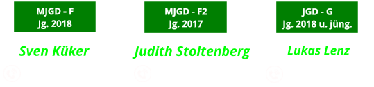Judith Stoltenberg              0176-47017070  MJGD - F2 Jg. 2017 Lukas Lenz                0152-09053088  JGD - G Jg. 2018 u. jüng. Sven Küker              0176 -76509957 MJGD - F Jg. 2018