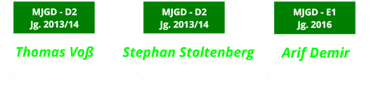 Stephan Stoltenberg              0173 -8407675  MJGD - D2 Jg. 2013/14 Arif Demir               0173-9833003  MJGD - E1 Jg. 2016 Thomas Voß              0173 -2406478  MJGD - D2 Jg. 2013/14